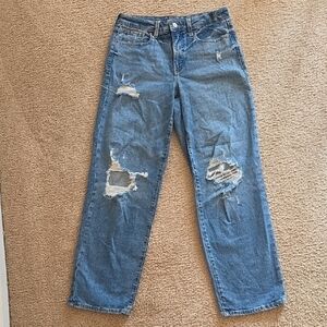 Old Navy Distressed Straight Leg Jeans - Blue